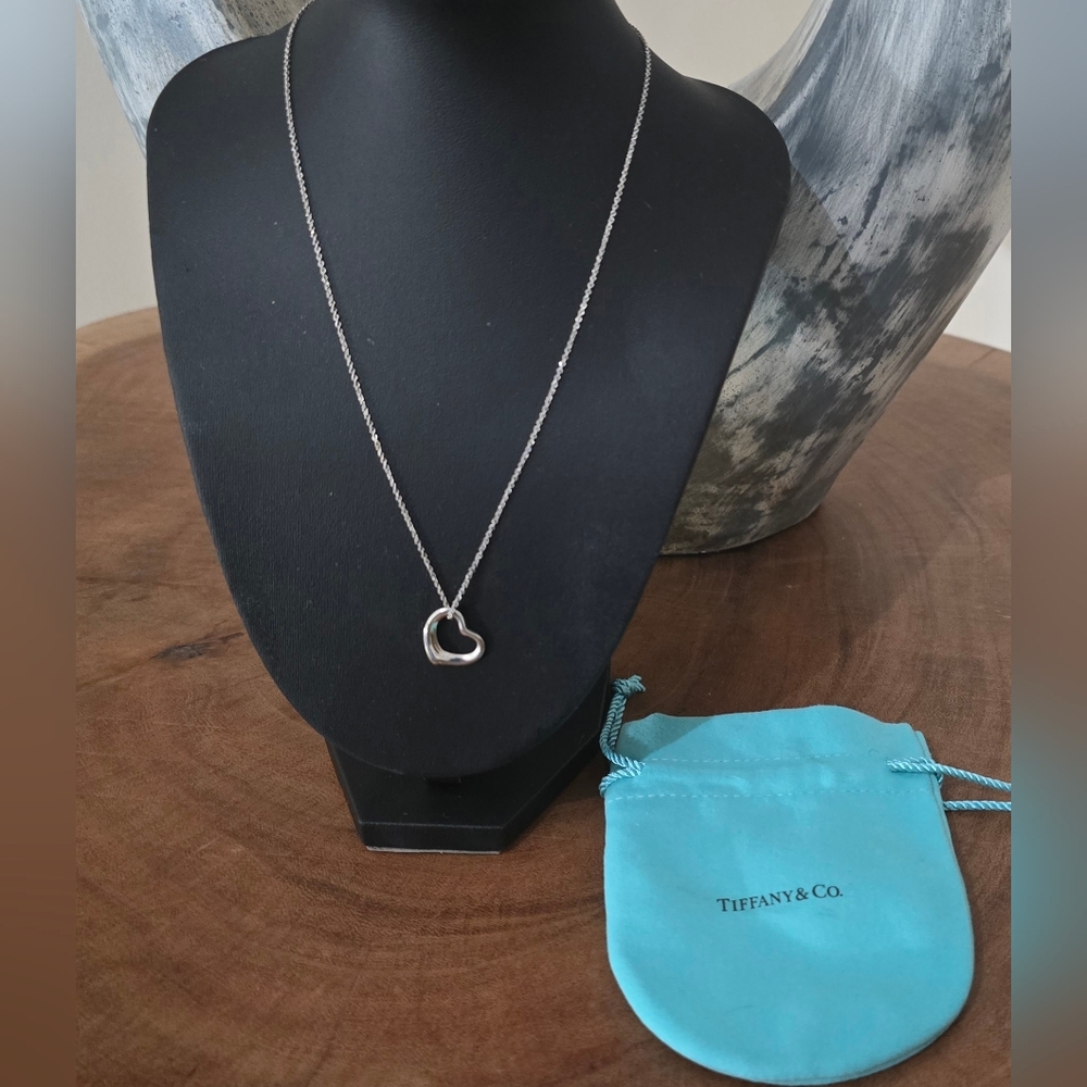 Tiffany & Co Sterling Silver Elsa Paretti Open Heart Necklace